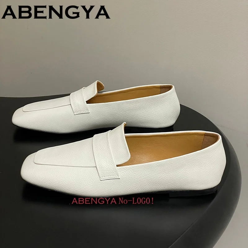 

2026 Spring Suede Leather Loafers Women's Flat Casual Shoes Slip On Mules Single Shoes Femmal Ballet Flats Shoes Women