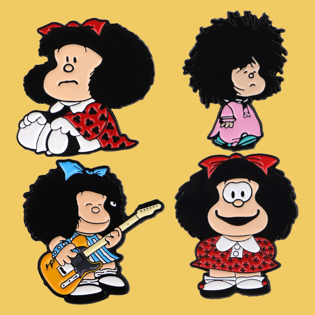 

4pcs/set Enamel Pin Cartoon Girl Brooches For Women Collar Lapel Pin Backpack Bags Badges Party Gifts Clothing Accessories