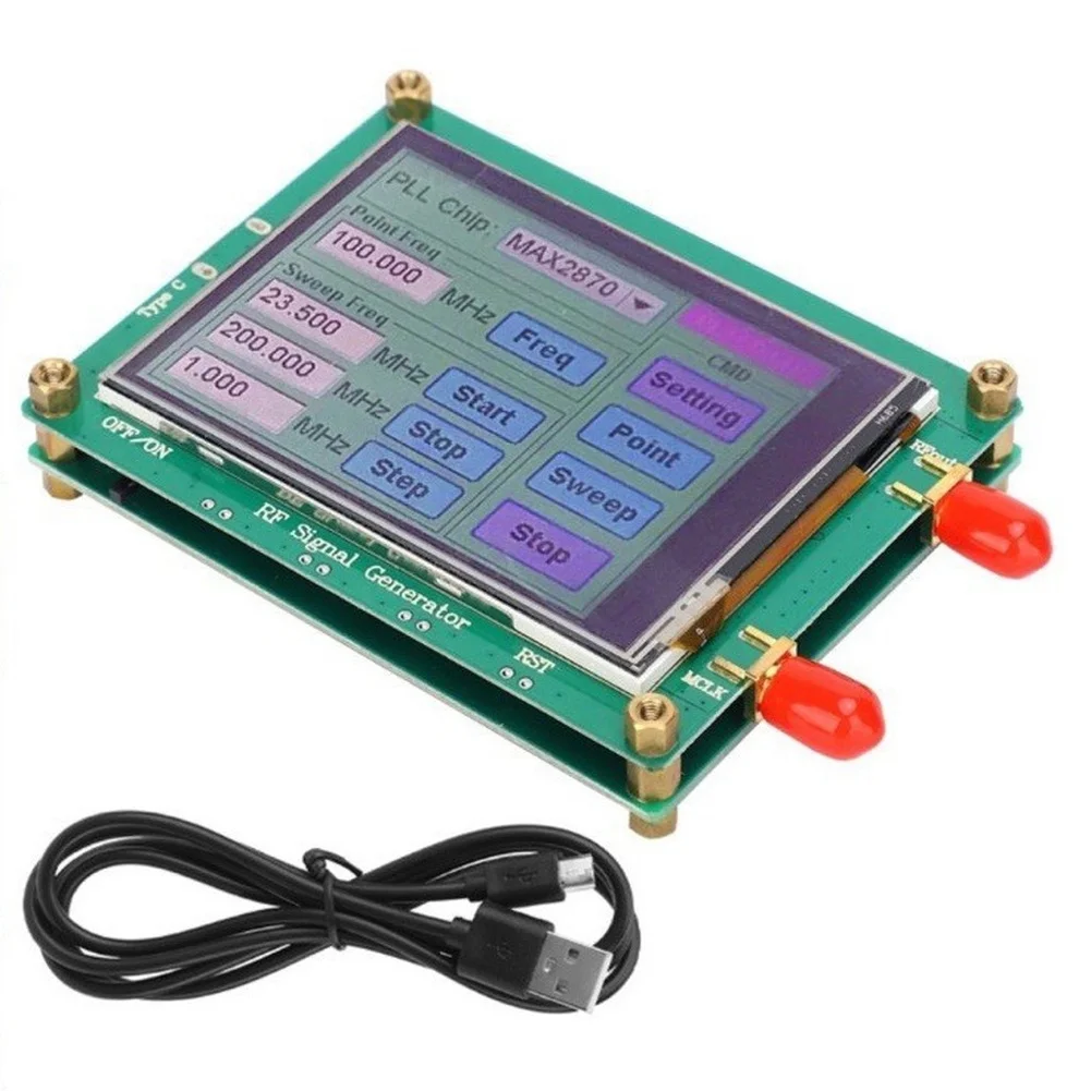 23.5 MHz to 6000 MHz RF Signal Generator with 0.5 PPM TCXO Touch Screen Control Output Interface 4-5 dBm Output