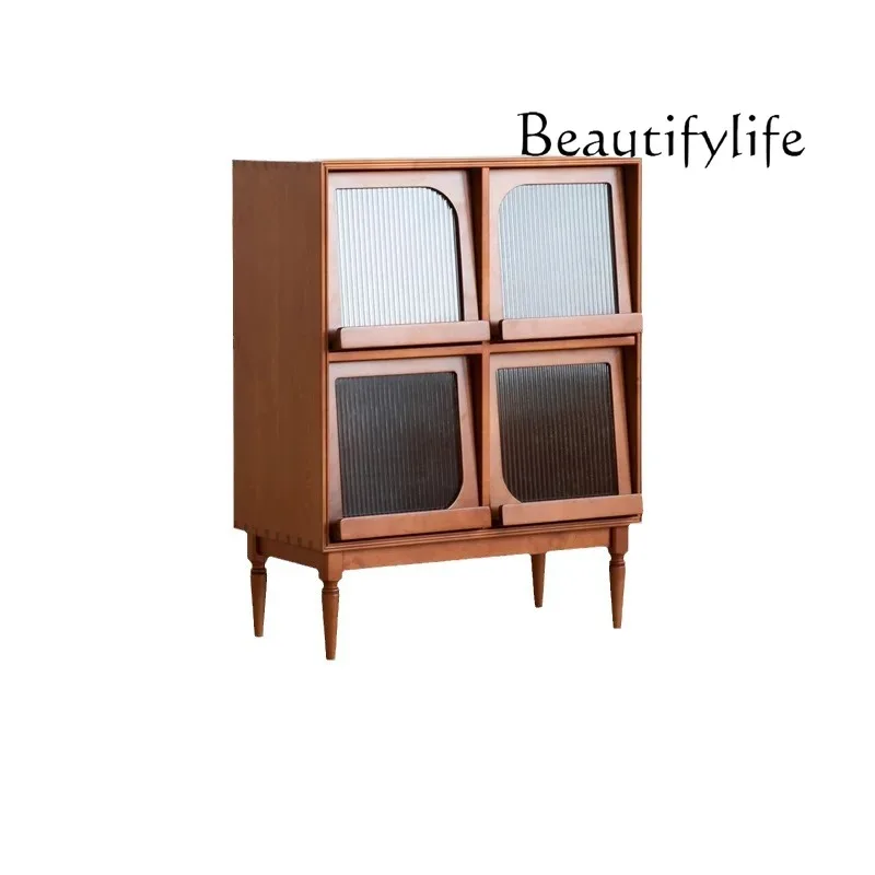 

Nordic solid wood magazine living room sofa storage locker retro locker display side cabinet