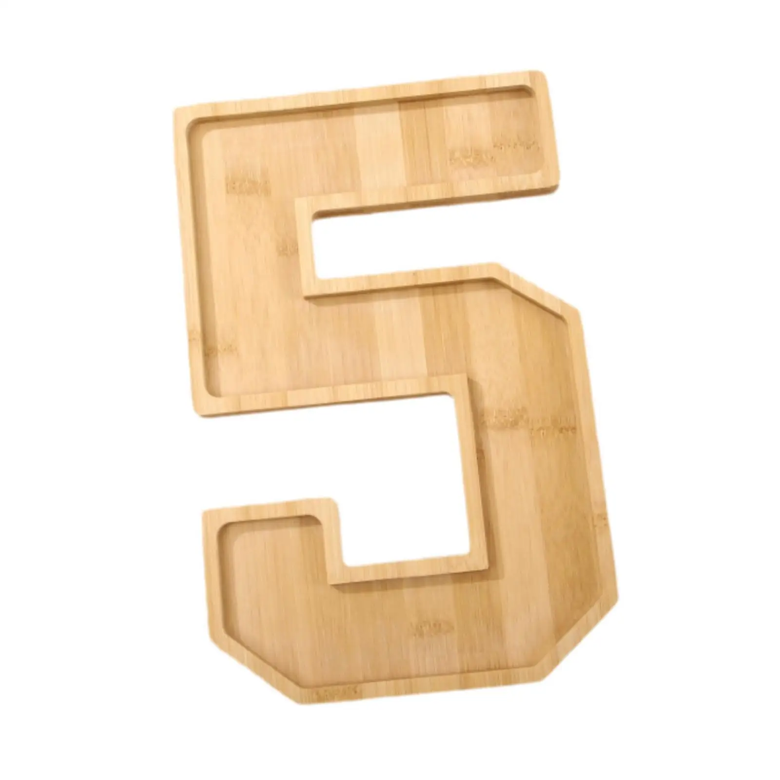 Large Wooden Serving Tray Number Shape Dish Decorative Platter for Sweet Table Trays and Buffet Presentation for Events