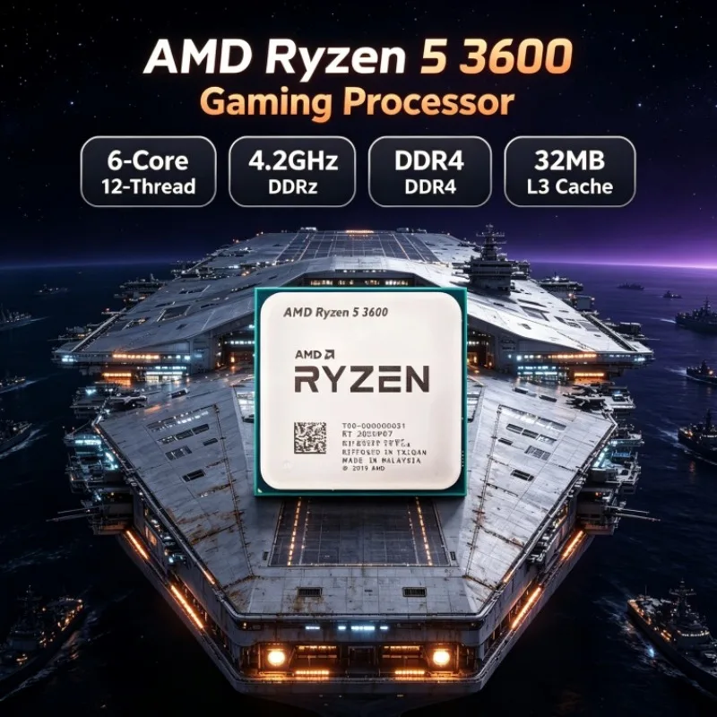 AMD Ryzen 5 3600 R5 6-Core 12-Thread 3.6GHz L3=32M Up to 4.2GHz 7nm 65W Socket AM4 DDR4 PCIe 4.0 Desktop Processor for Design