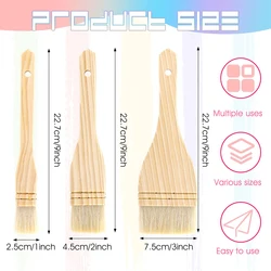 3pcs Flat Hake Paint Brushes Artist Painting Brushes Sheep Hair Bristles Wash Brush for Watercolor Wash Ceramic Pottery Painting