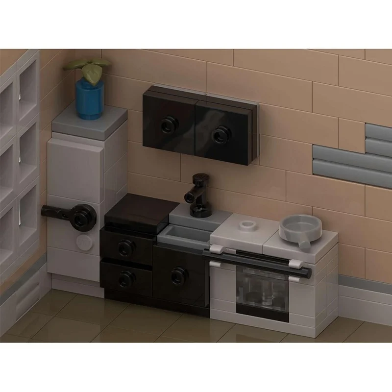 1718pcs MOC Downtown Apartments Modulared Model Building Blocks Architecture Toys Education Brick Christmas Gift Kids Birthday