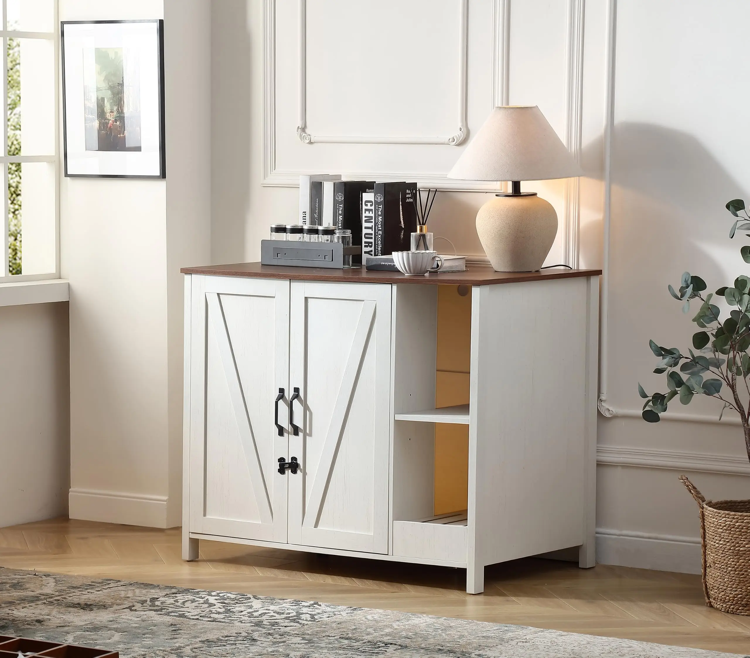 Extra Large Litter Box Cabinet for Self-Cleaning Litter Box