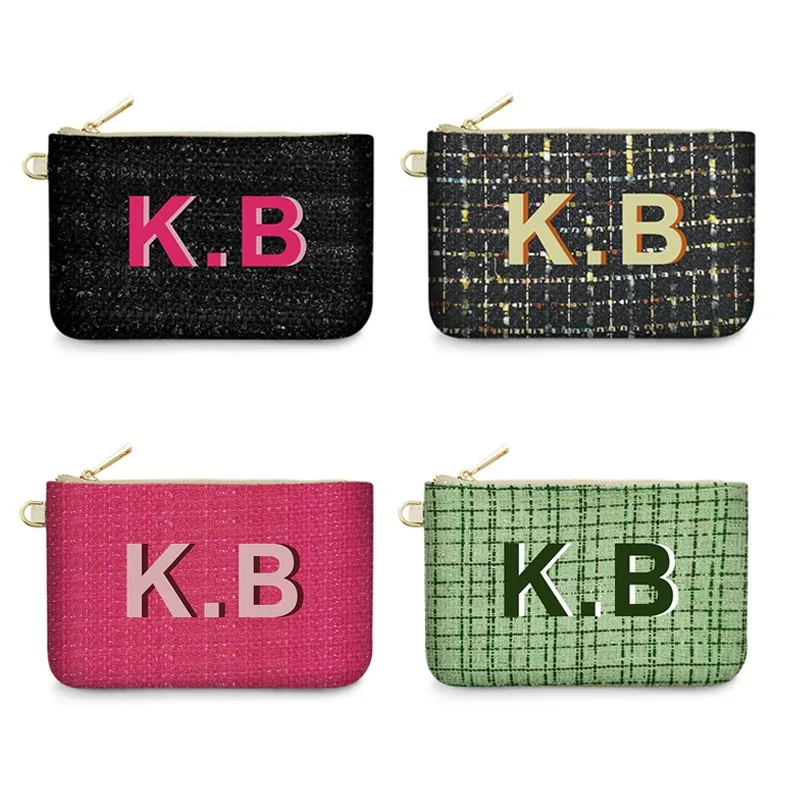 Personalized Knitted Fabric Coin Purse Customizable Letter Phone Bag Bridesmaid Proposal Gift Clutch Bag Name Wallet