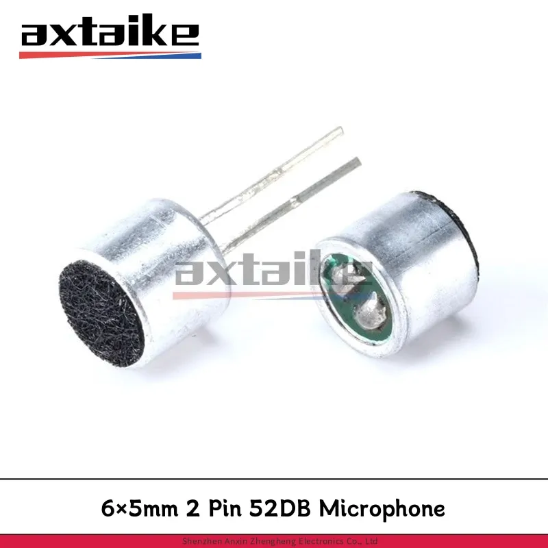 

20PCS 6×5mm 2 Pin Microphone Capacitive Electret Microphone Pickup Microphone Sensitivity 52DB 6*5mm DIP