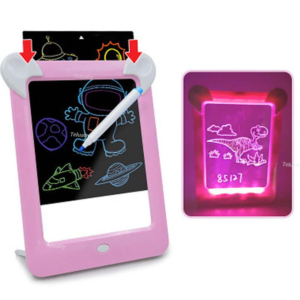 Quadro Luminous Infantil, Magicpad Drawing Pad, Tela de LED, Tablet de Pintura, Cartoons, Redação, Quadro de Mensagens, Brinquedos Educativos