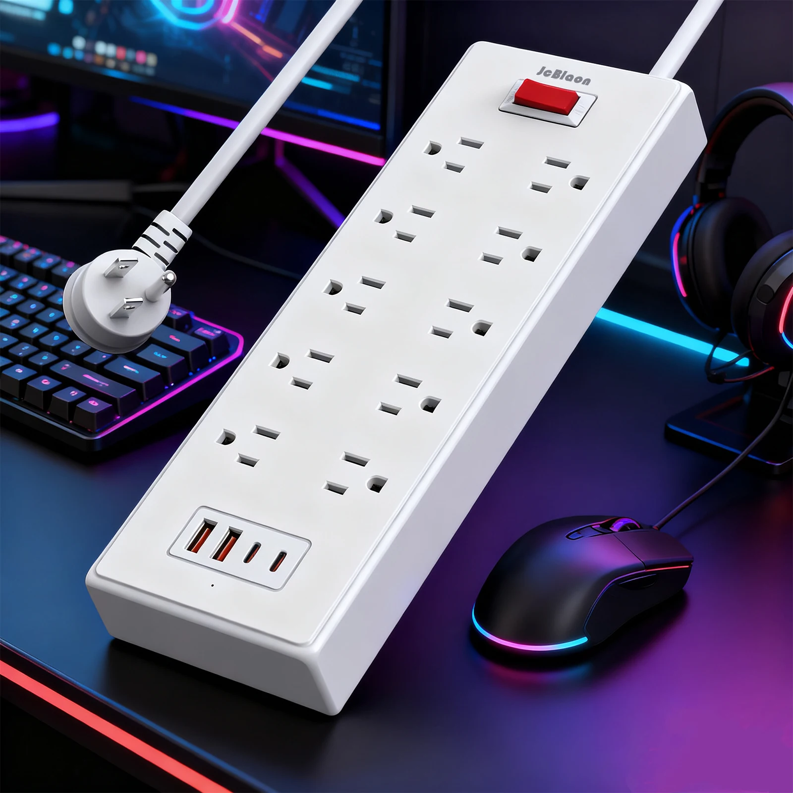 

Американская вилка с розеткой 10AC 2 USB C 2 типа C, многоразъемная настенная вилка и розетка с удлинителем длиной 5 футов, для домашнего офиса, кухни