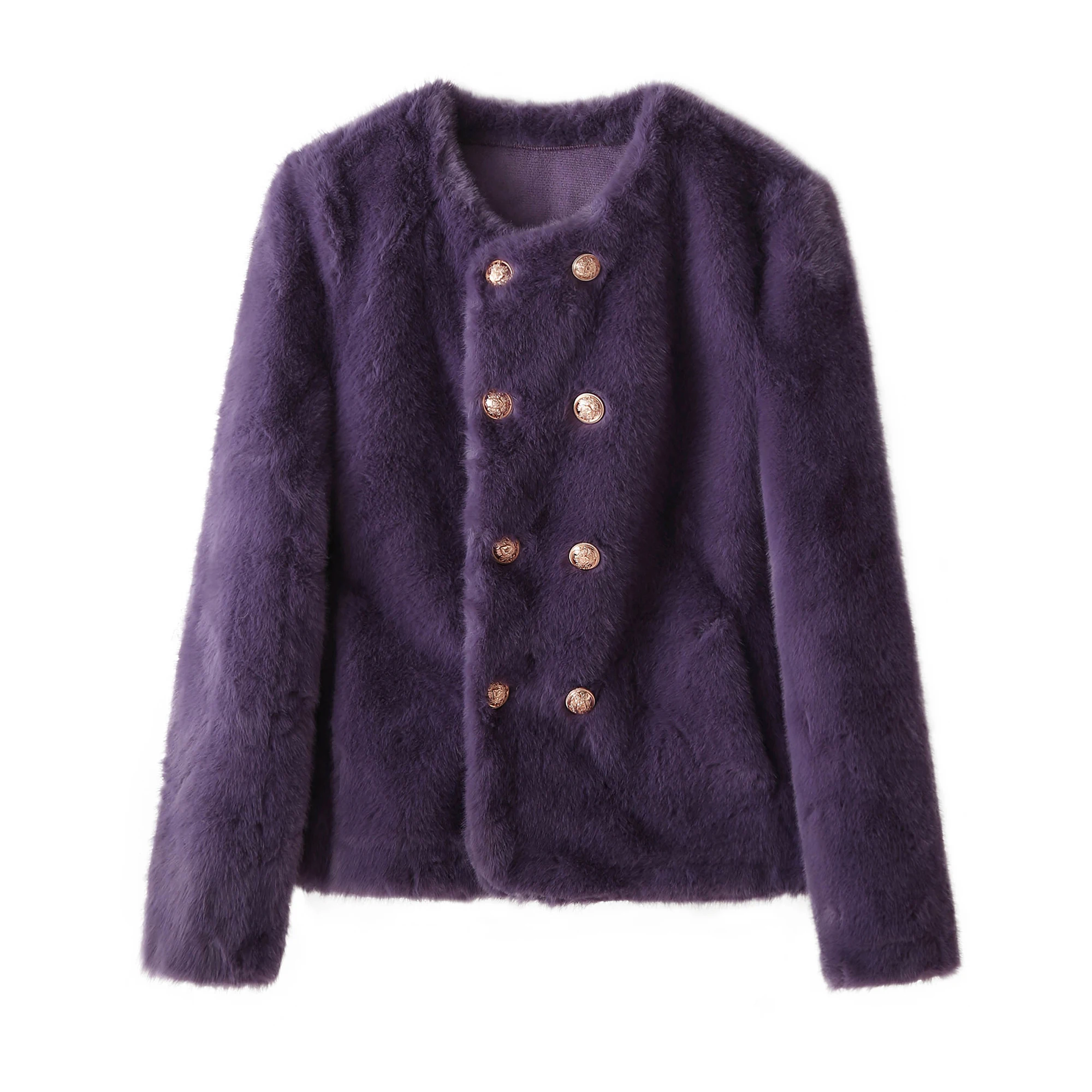   Or Cappotto di pelliccia da donna Faionable in pelle e pelliccia intercati autunno inverno nuovo arrivo Ele Top per donna