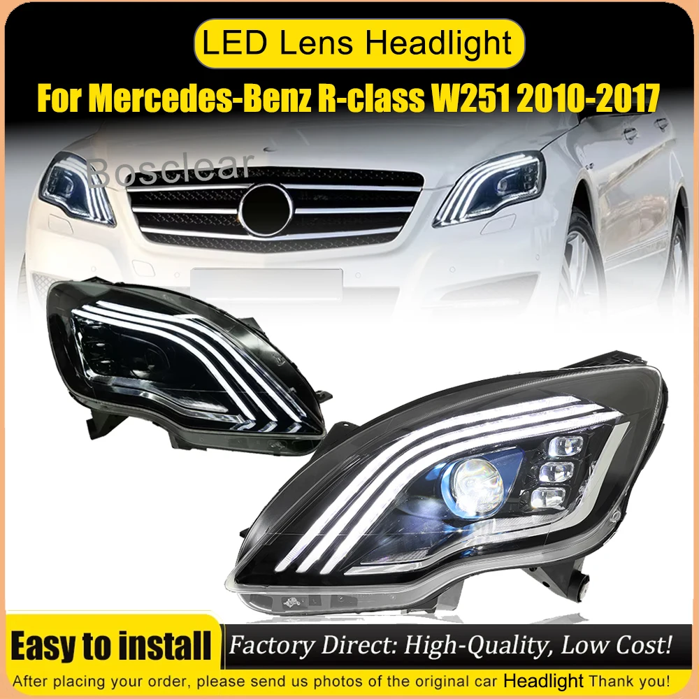 

Автомобильные фары в сборе для Benz R Class, светодиодные фары 2010-2017 W251 R300 R350 DRL, указатель поворота, дальний свет, проектор в стиле Maybach