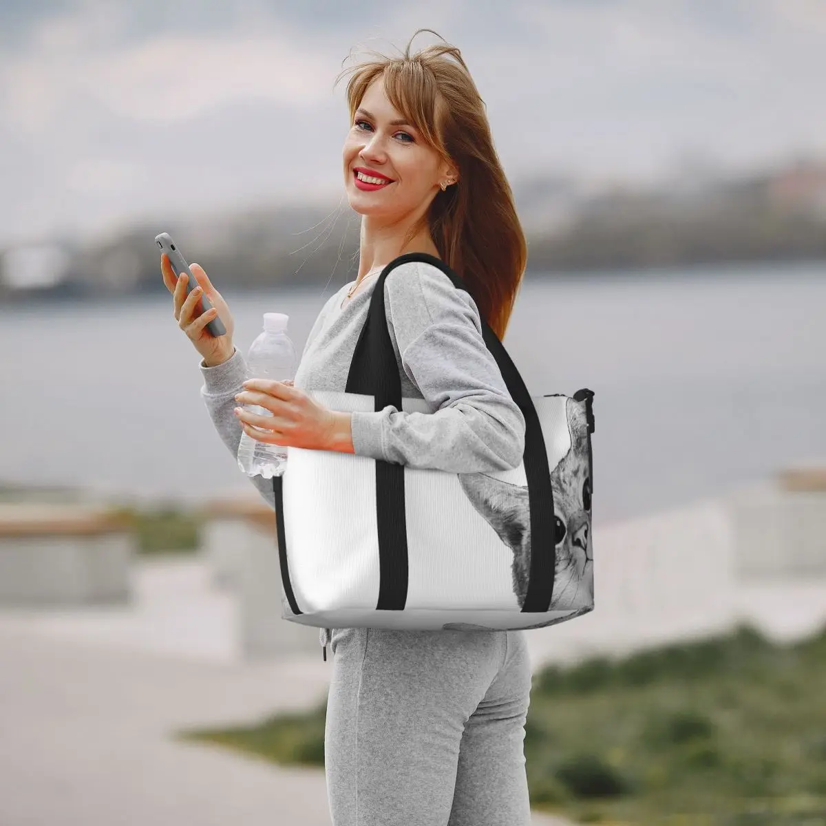 مخصص متستر القط حقيبة سفر الشاطئ سعة كبيرة حمل الحقائب لصالة الألعاب الرياضية النساء التسوق حقيبة كتف واق من المطر #3