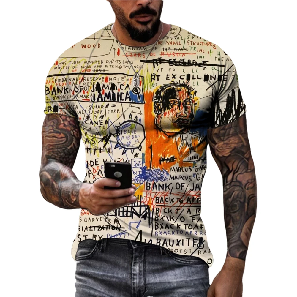 Summer Fashion Street Graffiti Art Men T-shirts Trend Casual Hip Hop harajuku Personality Funny 3D Print Short Sleeve Tees Tops