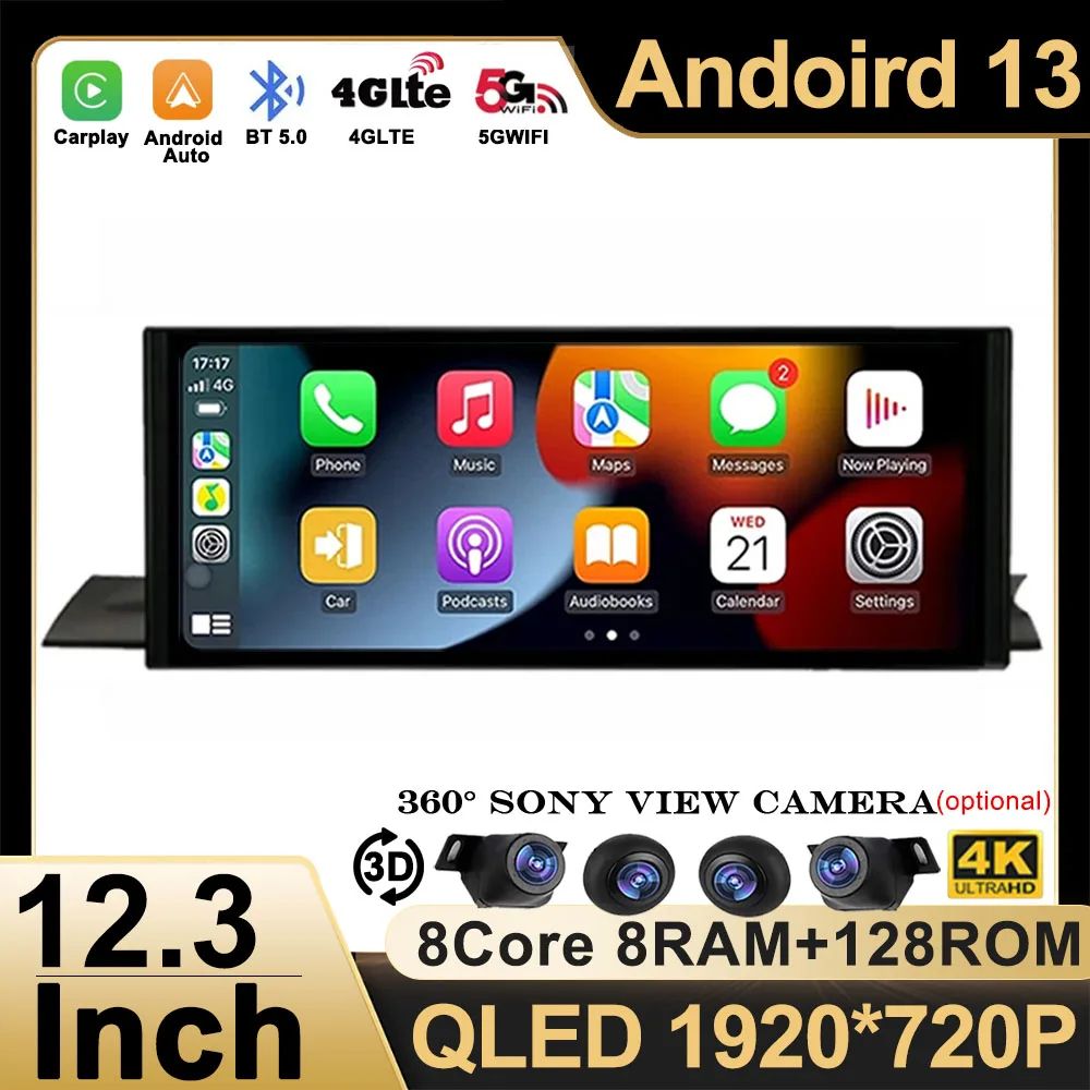 

12.3 Inch Android 13 Carplay Android Auto Autoradio for Audi A4L A4 B9 A5 2016 - 2020 Car Radio Multimedia Player GPS 360 Camera