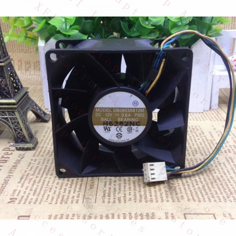 F 1pcs  for DB08038B12M 12V 0.60A 8038 8cm 80mm double   4-wire PWM fan 4pin #A6-3