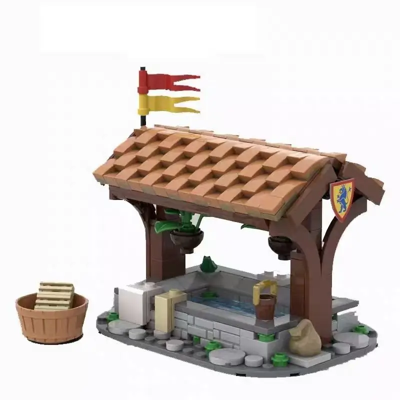 368PCS MOC Building Blocks Creative Works Medieval Laundry Room Assembly Puzzle Model  Finished Product Size 13 * 10 * 12cm