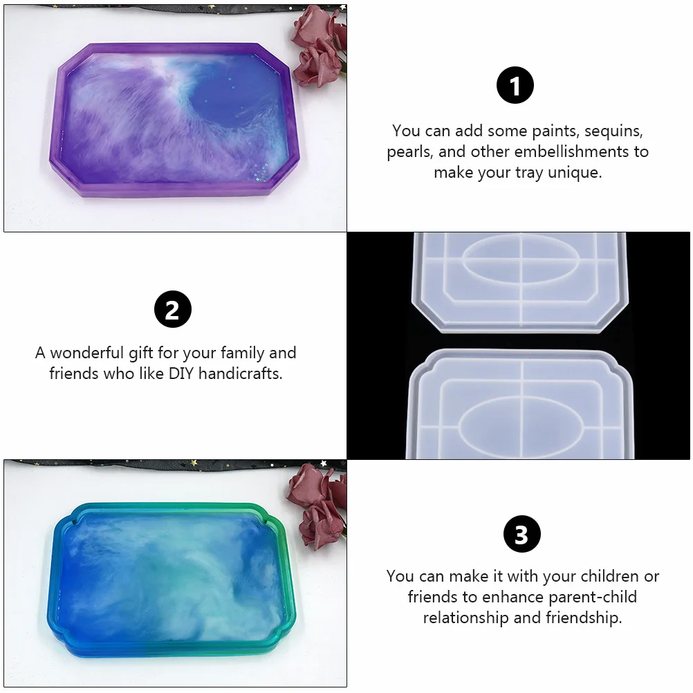 

2Pcs Silicone Tray Resin Mold Octagonal DIY Plate Mould for Fruit Dessert Cake Storage Dish Craft Decoration Gift