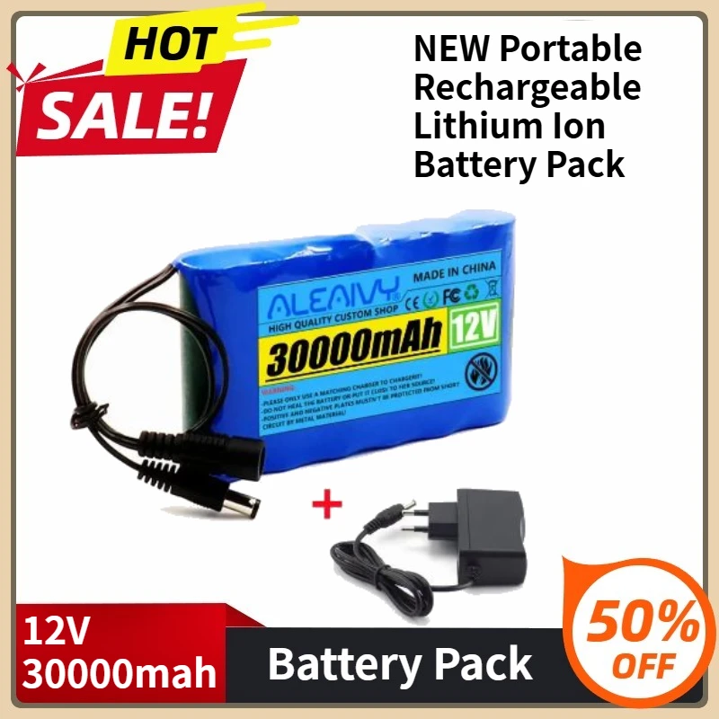 

NEW Portable Rechargeable Lithium Ion Battery Pack Capacity DC 12V 30000mah CCTV Cam Monitor + 12.6v 1A Charger