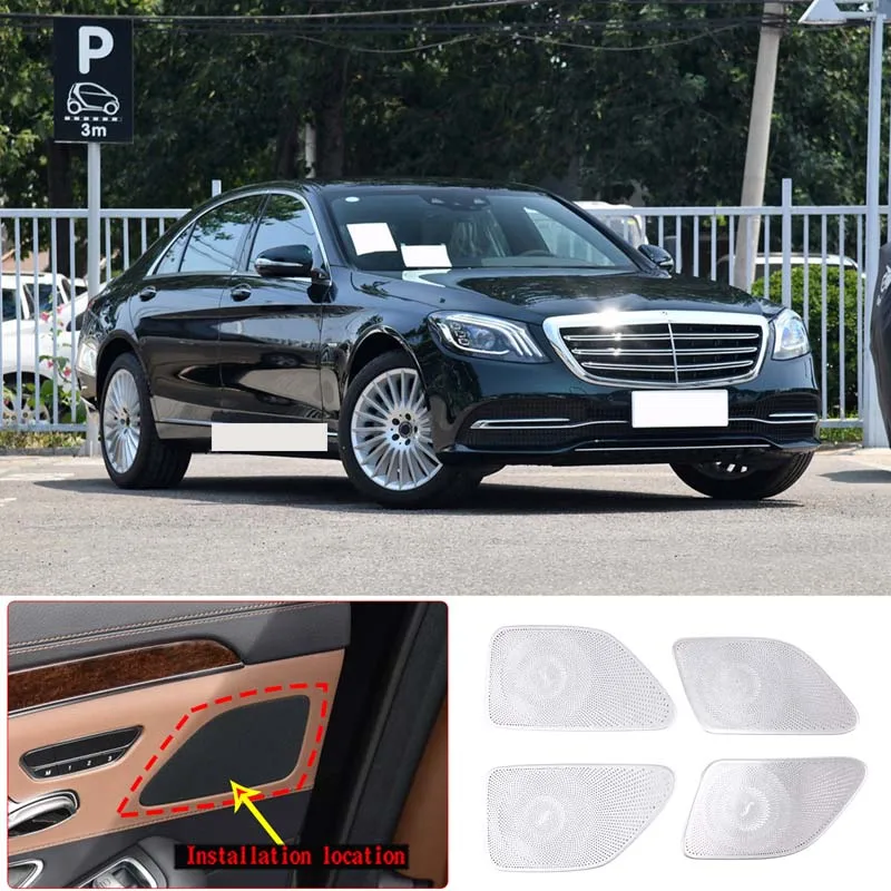 

For Mercedes Benz S Class 2014-2020 Car Door Horn Protective Cover Car Audio Speaker Cover Stainless Steel Car Accessories