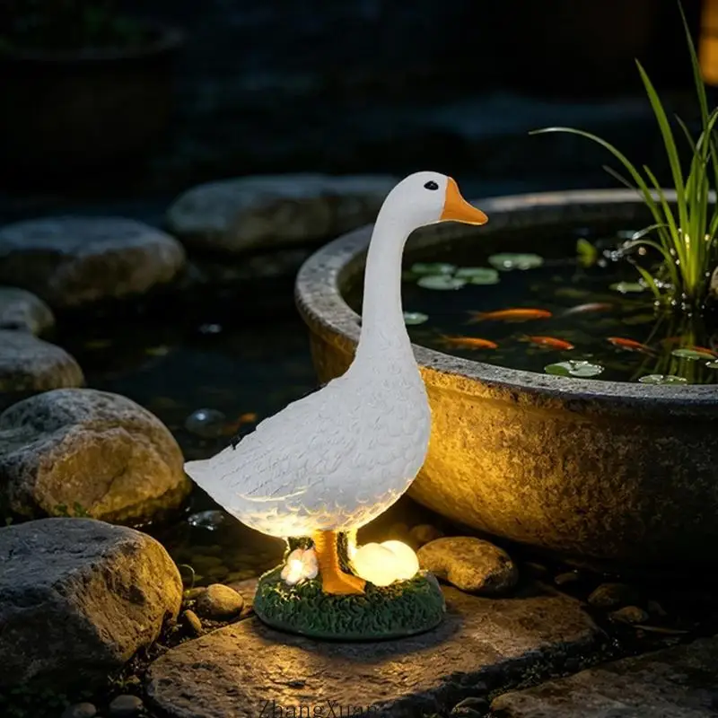 Solar Garden Geese Statue with Light for Lawn and Entryway Display 3XUF