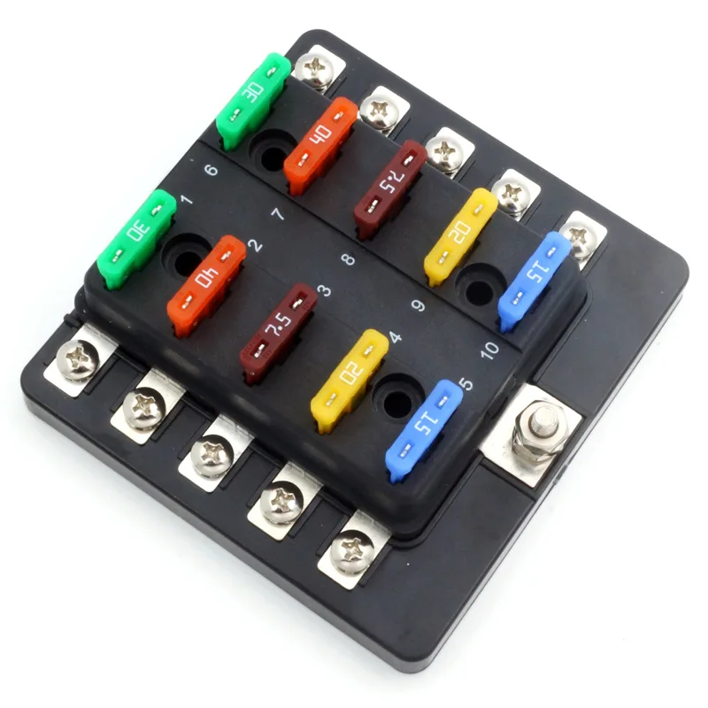10-Way 8-Way 6-Way Protection Circuit Auto (Car) Blade Fuse Box Holder Block With Light LED