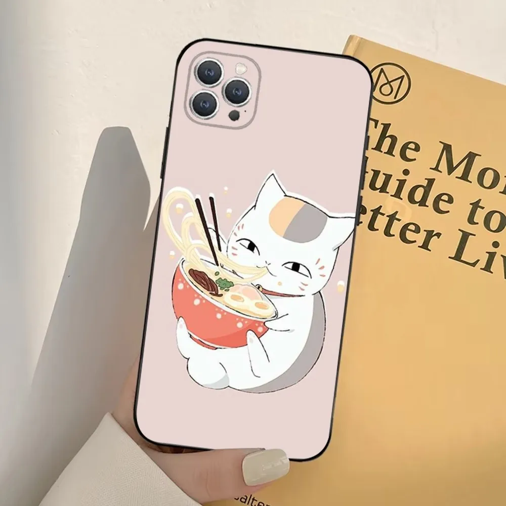 Natsume yuujinchou Nyanko  Phone Case For iPhone 16,15,14,13,12,11,Pro,X,XS,Max,XR,Plus,Mini Soft Black Cover