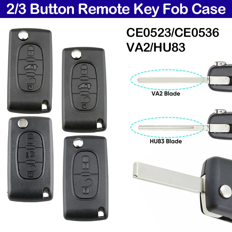 Car Accessories 2/3 Button Remote Key Fob Case For Citroen C2 C3 C4 C5 C6 DS3 Berlingo For Peugeot Partner Expert CE0536 CE0523