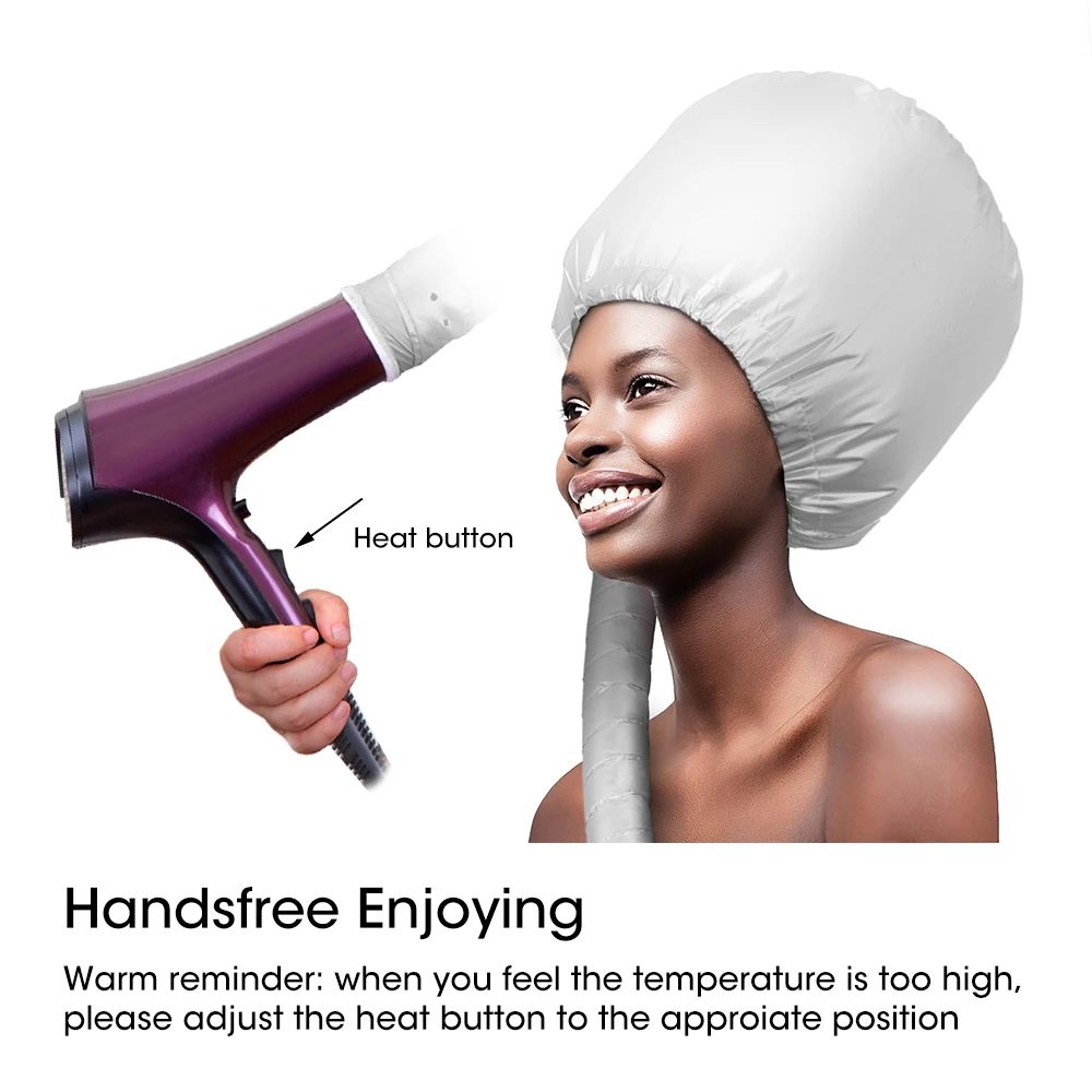 Hair Dryer Bonnet - Soft Hood Hair Dryer Cap For Home - Bonnet Hair Dryer Kit w/A Headband Integrated, Speeds Up Drying Time