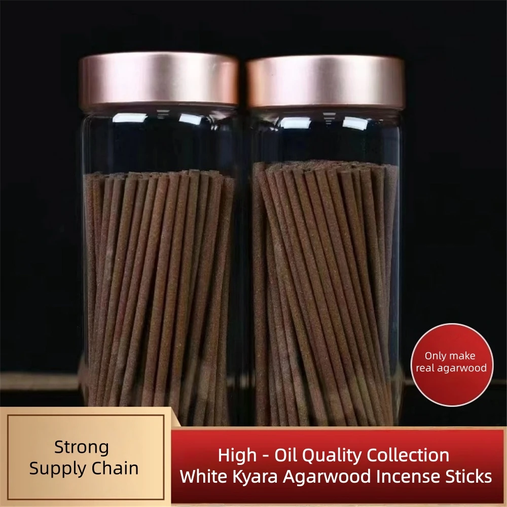 White Kyara Agarwood Incense Sticks,High-Oil,Strong Honey-like Aroma,Extremely Pure Fragrance,Home/Office/Meditation/Religious