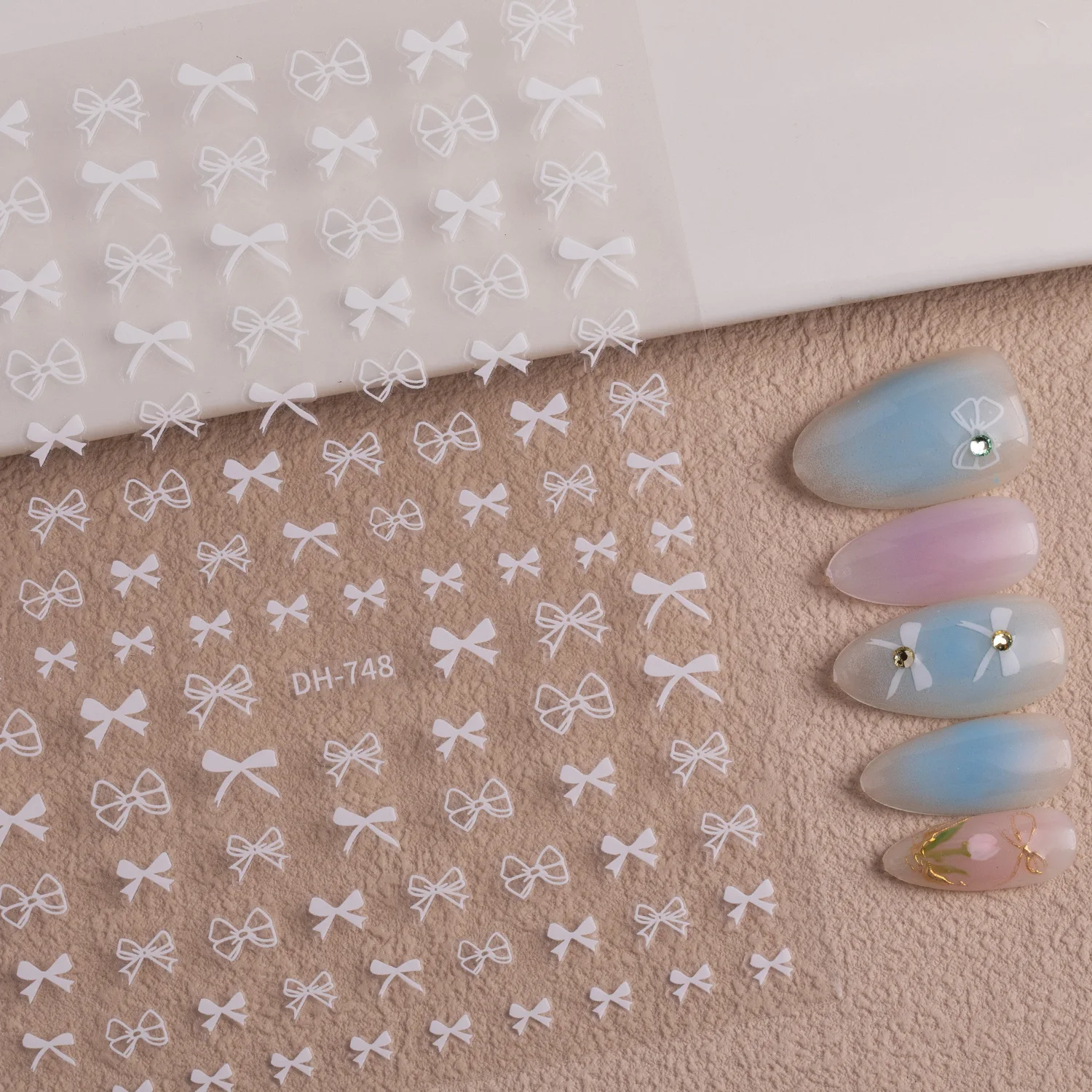 5 قطع من ملصقات DIY ذات القوس المجوف على الطراز الياباني البسيط، وملصقات أظافر ذاتية اللصق #1