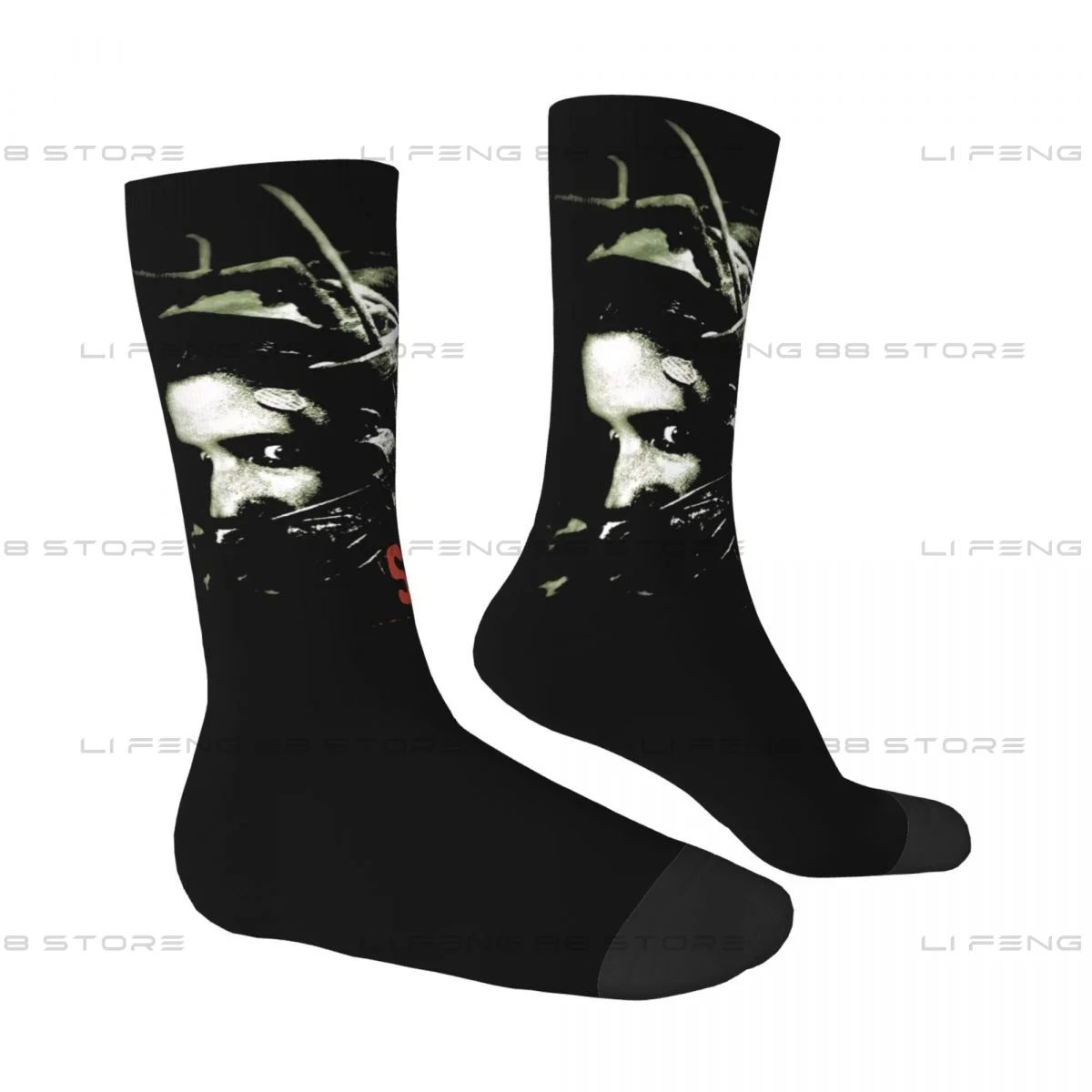 Movie SAW Horror Head Torture Men Women Socks Outdoor Novelty Spring Summer Autumn Winter Stockings Gift