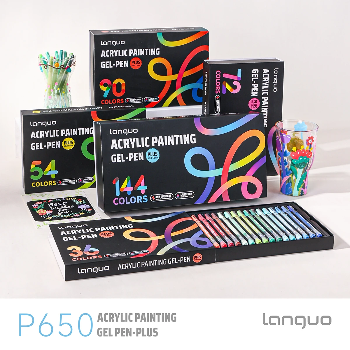 LANGUO 144/36 色アクリル絵画ゲルペンセット 1 - Gel Ink Pen Set のレビューと価格