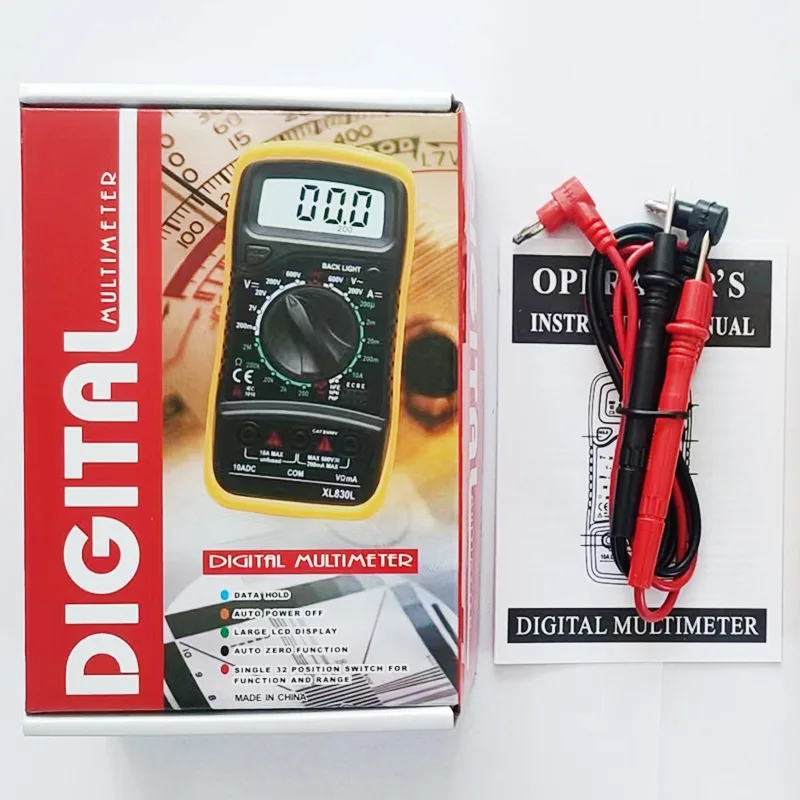 XL830L Handheld Digital Multimeter LCD Backlight Portable AC/DC Ammeter Voltmeter Ohm Voltage Tester Meter Multimetro