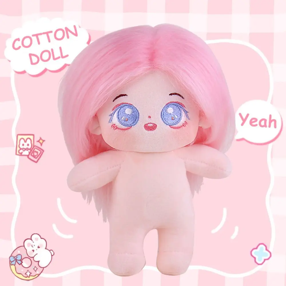 

Princess Toy Nude 20cm Skeletonless Doll Cute IDol Frameless Cotton Doll Plush Stuffed Kawaii Dress Up Doll with Hair Toddler