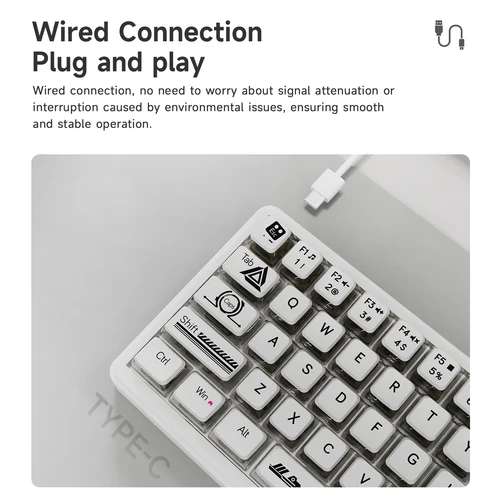 Imagen 2 del producto Teclado mecánico AJAZZ AK690 65%, tecla completa, intercambio en caliente, con cable, USB, Plug And Play, luz mixta, 68 teclas, teclado para juegos para ordenador portátil y PC