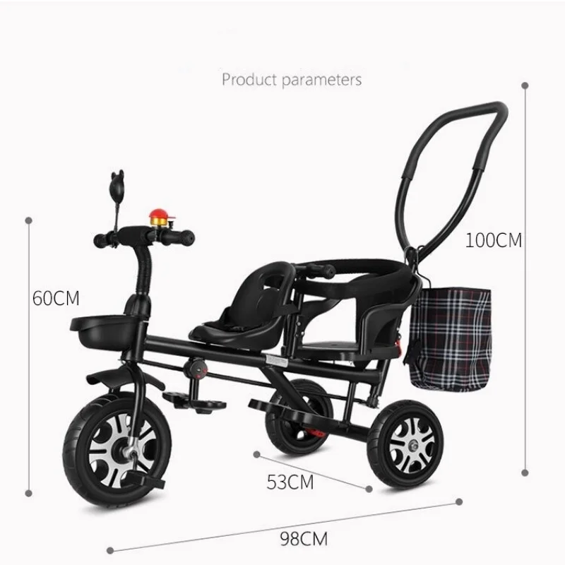 2-7 Years Baby Stroller Anti-rollover Children's Double Tricycle Bicycle Soft and Comfortable Twin Stroller