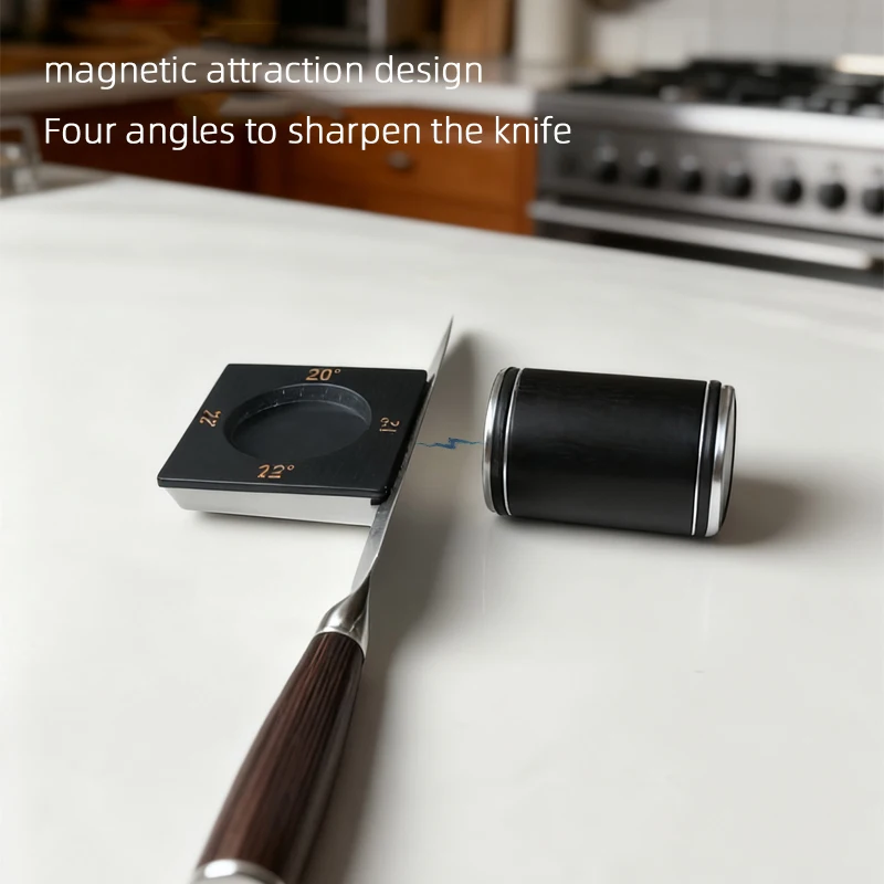 Diamond Rolling Knife Sharpener with Four-Sided Sharpening Stones Magnetic Angle 12/15/20/22 Degrees for Kitchen Knives
