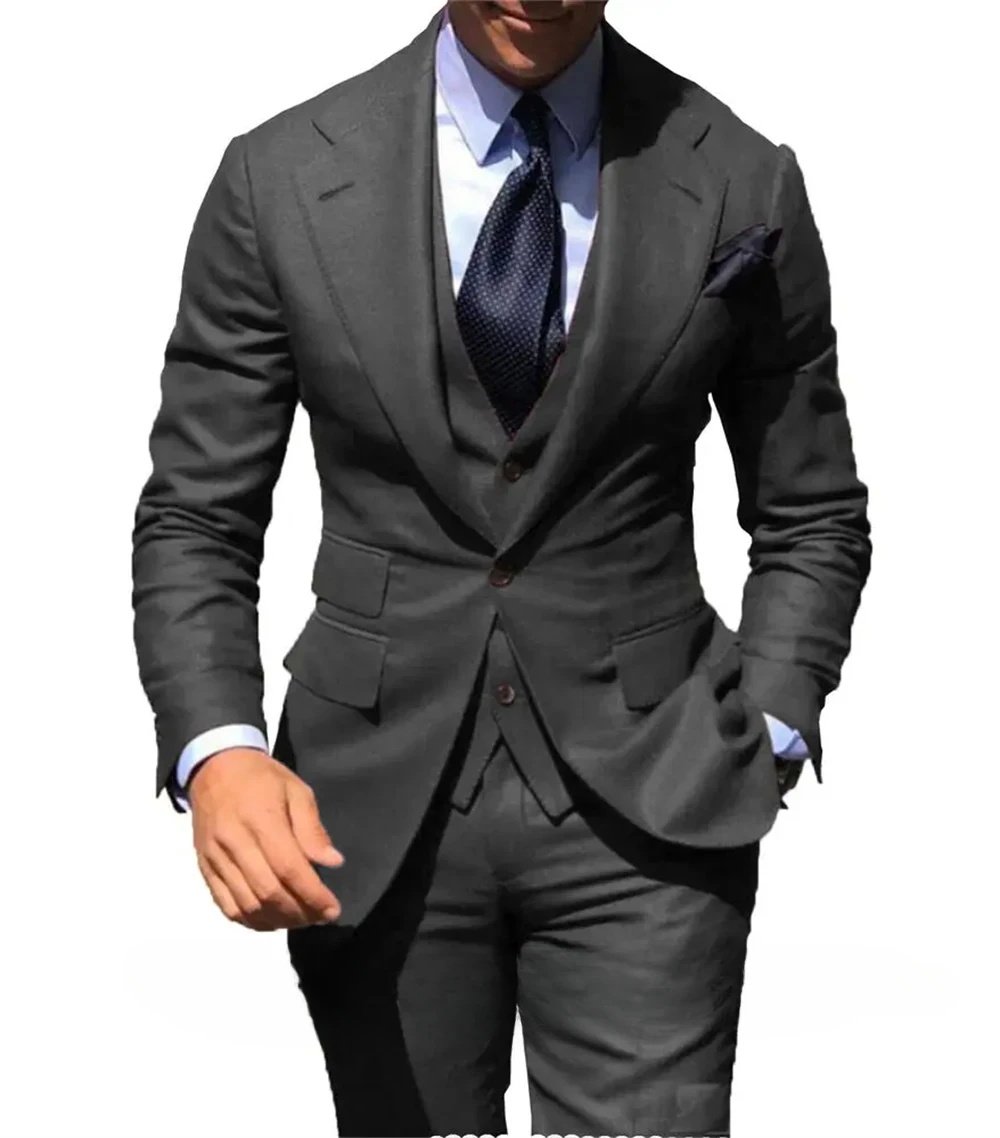 2025 Classy Wedding Suits Slim Fit Groom Wear Men's Tuxedo Groomsmen Suit Male Cheap Formal Business (Jacket+Vest+Pants）