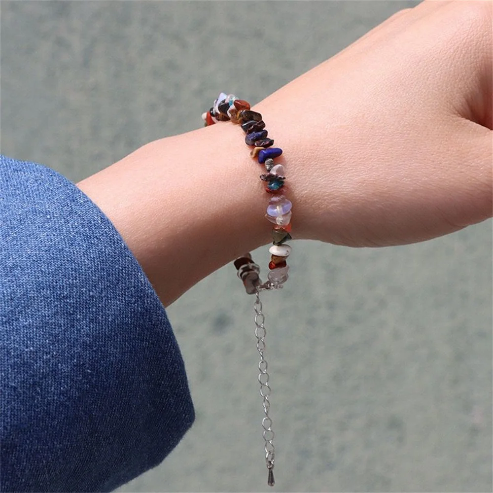 Natural Stone Crushed Stone Bead Bracelet for Women, Simple and Versatile, Irregular Stone Bracelet, Multi Color Selection