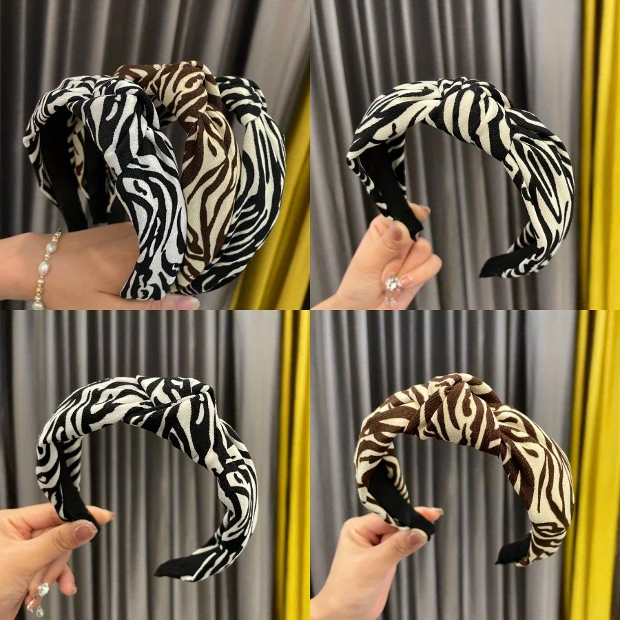 

Широкая повязка на голову с принтом зебры, элегантный дизайн, ретро, простой, милый стиль, модные уличные аксессуары для волос для вечеринки, отпуска