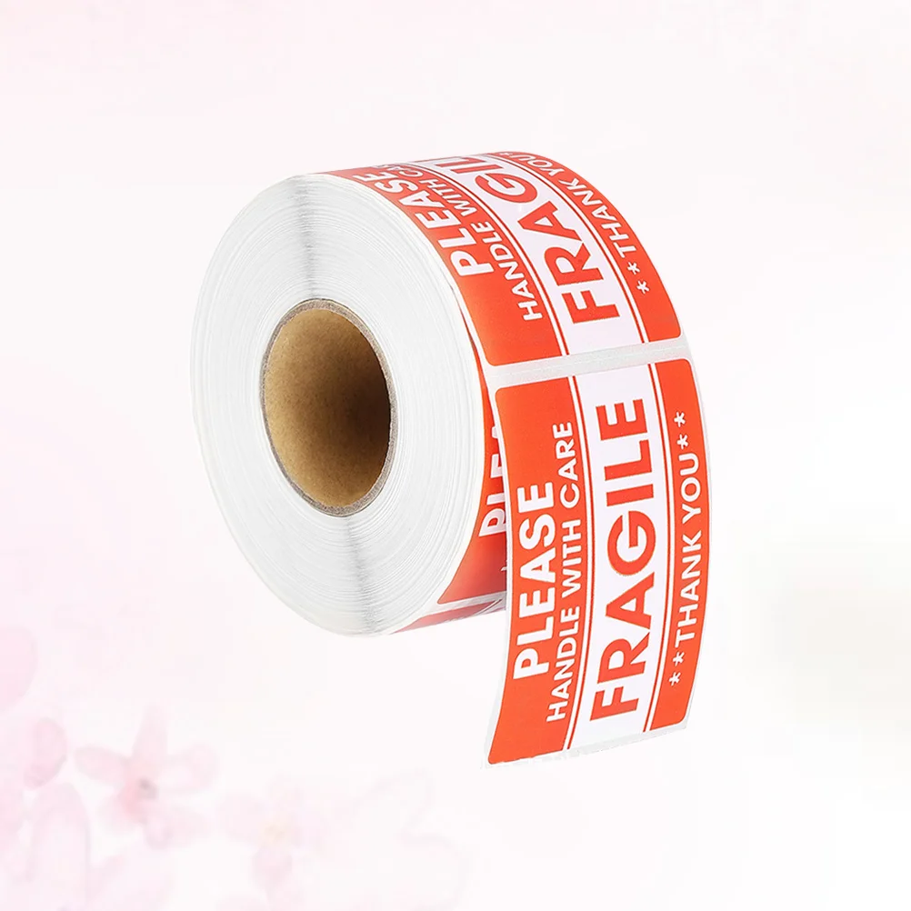 500 Pcs/Roll Adhesive Warning Sign Copper Plate Good Package Stikcer Red Fragile Sticker Stickers