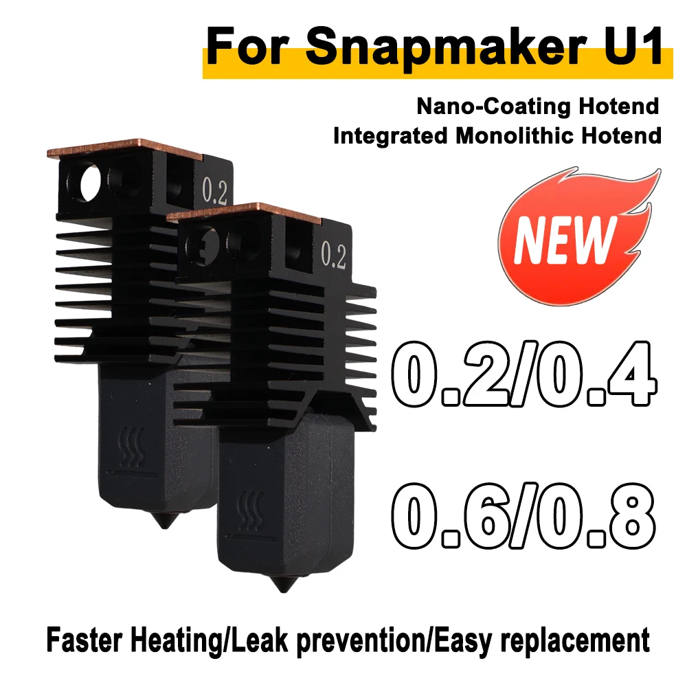 

For Snapmaker U1 Hot End 0.2/0.4/0.6/0.8mm Full Assembled Hotend Ceramic Block Kit High quality 3d Pirnter U1 Accessories Parts