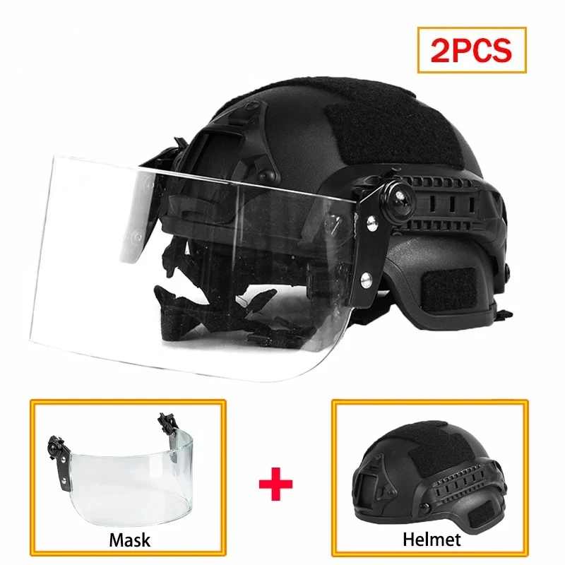 New Tactical Helmet Face Mask Sets Kids MICH2000 Airsoft Fast MH Helmet CS Game Lightweight Adjustable Protect Equipment