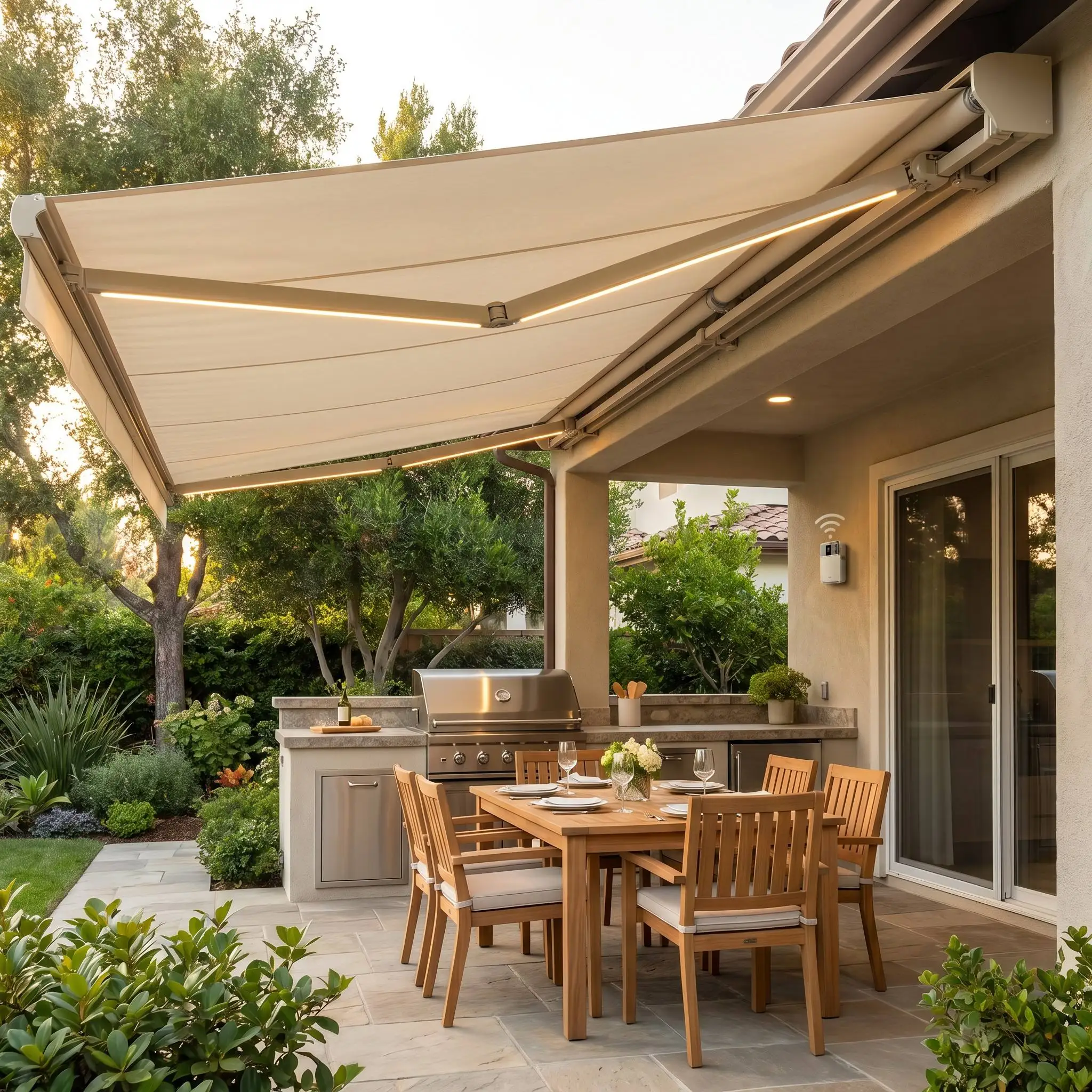 Household Rainproof and UV Protective Sunshade Fashionable Outdoor Leisure Party Canopy Space Saving Design Large Size Awning