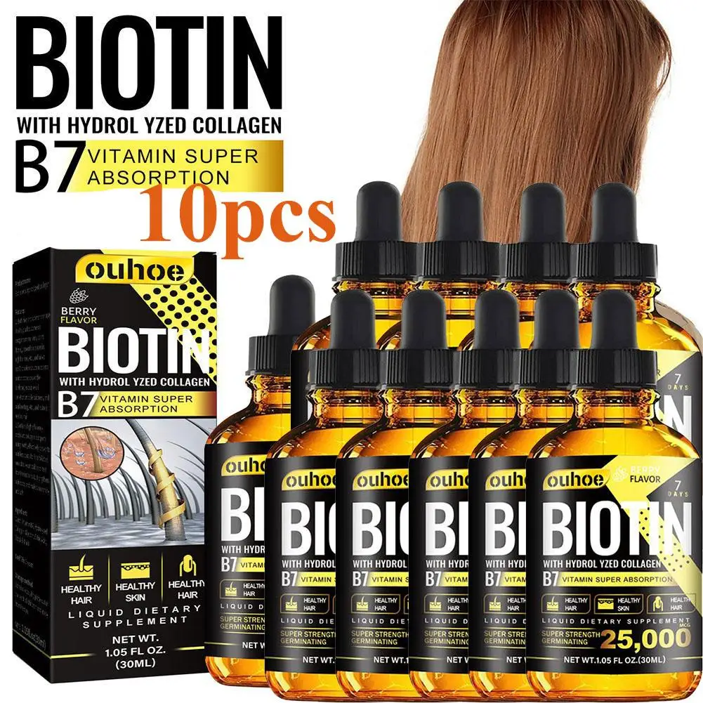 

10pcs Biotin Oil Repair Damaged Hair Serum Hair Thinning Treatment Liquid Hair Care Product Hair Roots Treatment For Women Men