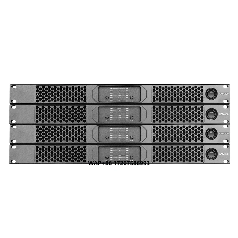 EVOaudio KM1300 Professional 3000 Watts 4 Channel 1U Car Audio Stage Stereo Power Amplifiers for Line Array System