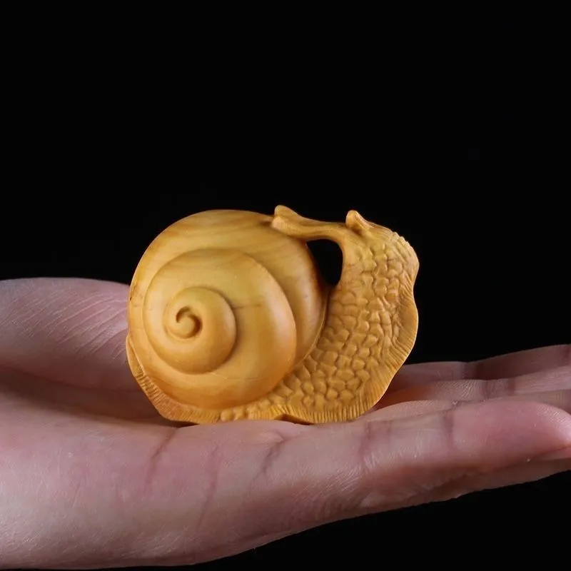 Snail Worry Stone Tea Pet Desk Accent Portable Palm Size Wood Carving