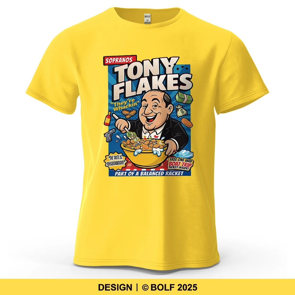 Sopranos TONY FLAKES Printed Men's T-Shirt 100% Cotton Oversized Humorous Vibrant Graphic Tees for Women Tops Tees Streetwear