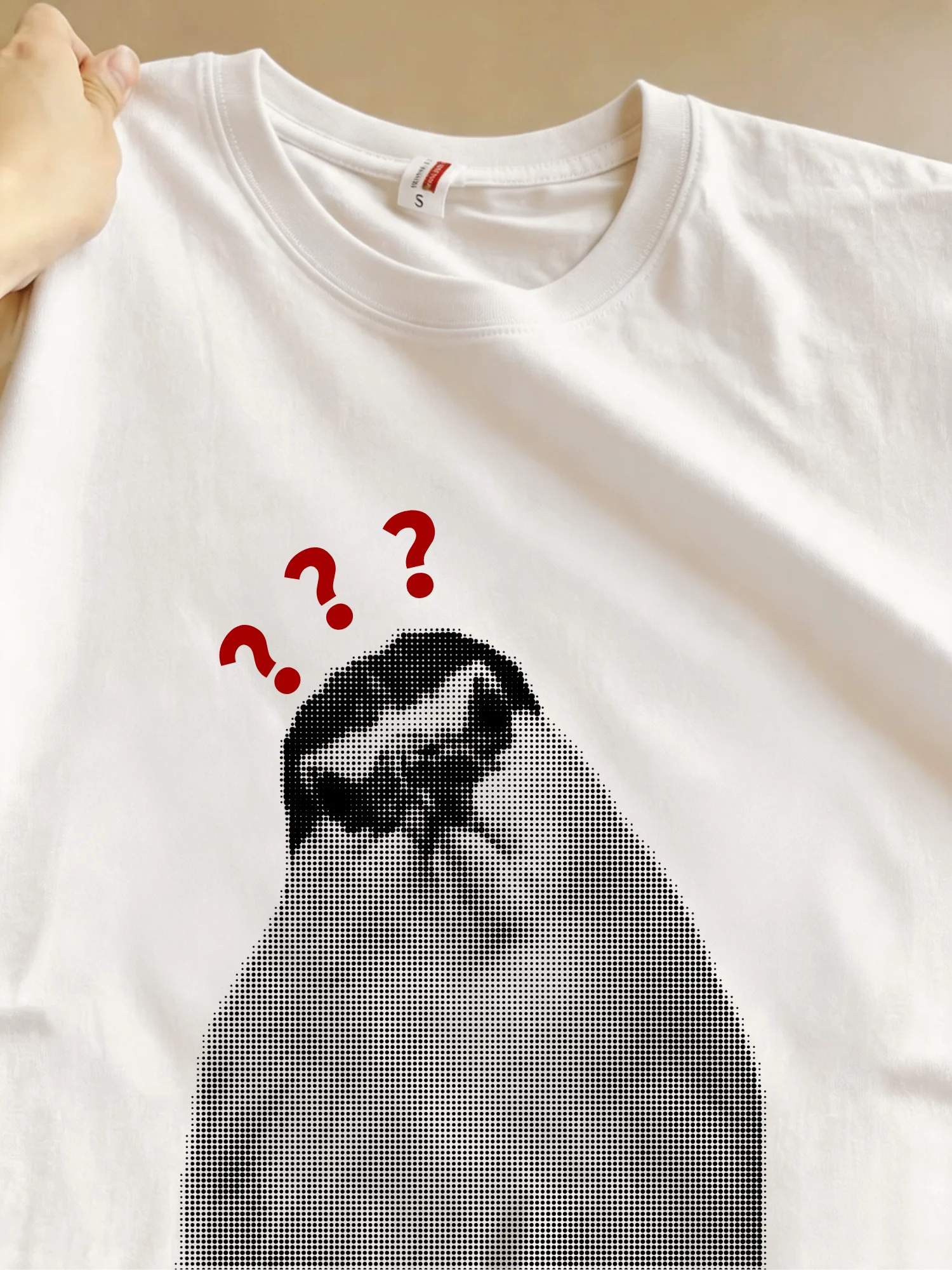 Summer Cotton Loose Short Sleeve Men's T-shirt Night Heron Meme Question Mark Funny Printed Casual Breathable Comfortable Tee