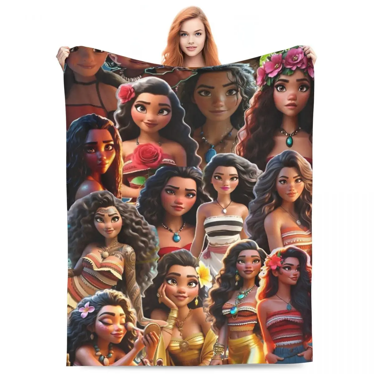 Anime Moana Printed Blanket 3D Printing Camping Flannel Throw Blanket For Bedroom Warm Soft Custom Quality Bedspread Gift Idea